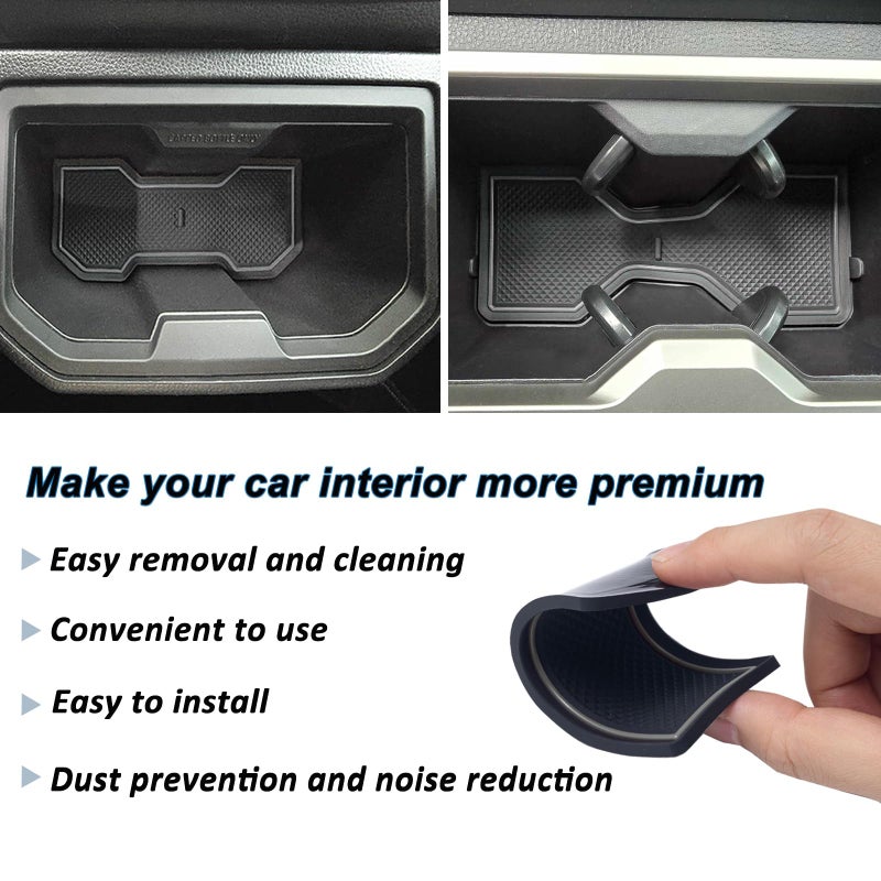 JKCOVER Premium Custom Liner Mat Compatible with 2024 2025 Toyota Tacoma(4th Gen) Double Cab Accessories Center Console, Door Pocket and Cup Holder 14Pcs(Gray,Patented Design) - Image 3